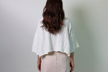TCEC Relaxed Fit Cable Knit Sweater Top in Off White