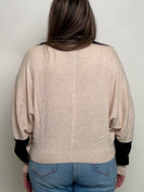 Sew in Love Dolman Knit Sweater in Oatmeal/Black