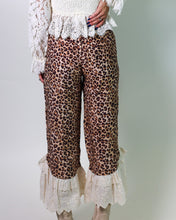Load image into Gallery viewer, BiBi Knit Leopard Print Ruffle Lace Hem Pants in Leopard
