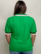 Umgee Ruffle Trim Polo Tee in Kelly Green