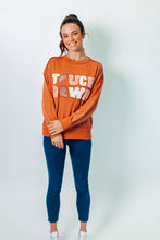 Load image into Gallery viewer, Easel Game Day Patched Sweatshirt in Raspberry
