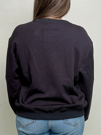 Umgee Classic Crewneck Fleece Pullover in Charcoal