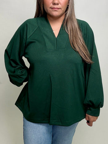 Jodifl Scuba Knit Top in Hunter Green