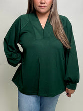 Load image into Gallery viewer, Jodifl Scuba Knit Top in Hunter Green

