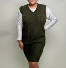 Umgee Maeve Cable V-Neck Sweater Dress in Olive
