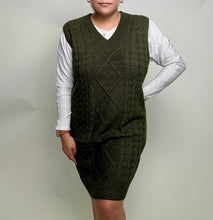 Load image into Gallery viewer, Umgee Maeve Cable V-Neck Sweater Dress in Olive
