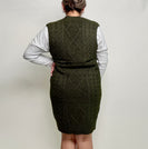 Umgee Maeve Cable V-Neck Sweater Dress in Olive