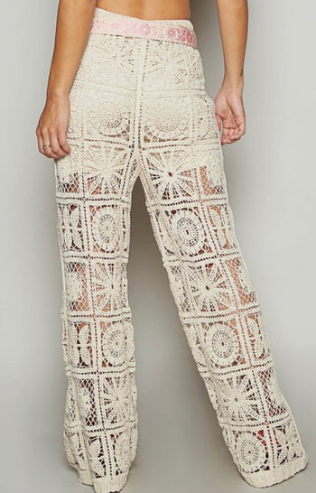 POL Crochet Pants in Natural