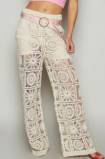 POL Crochet Pants in Natural