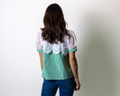 Jodifl Crochet Accent Stripe Blouse in Green