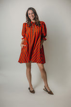 Load image into Gallery viewer, Entro Contrasting Stripe Mini Dress in Red Brown
