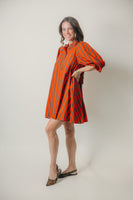 Entro Contrasting Stripe Mini Dress in Red Brown