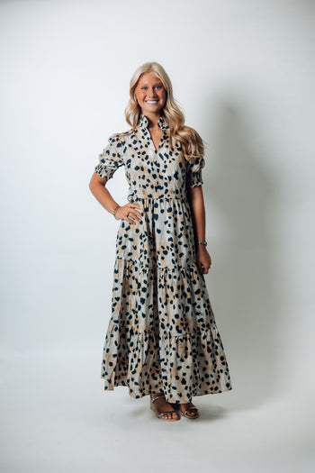 FATE Animal Print Maxi Dress in Ivory Multi