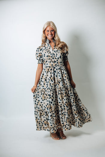 FATE Animal Print Maxi Dress in Ivory Multi