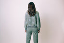 Mystree Mineral Washed Sweatshirt with Floral Embroidery in Washed Stone