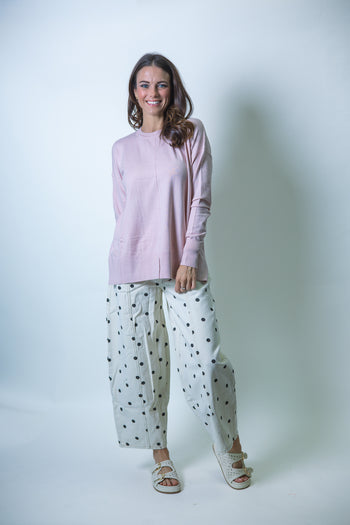 FATE Solid Color Soft Knit Sweater in Dusty Pink