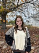 BiBi Heavy Loop Terry Knit OVERSIZED Sweatshirt in Oatmeal/Charcoal/Brown/Black