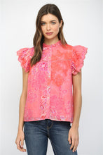 Load image into Gallery viewer, FATE Floral Print Scalloped Ruffle Detail Top in Pink Multi
