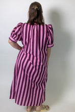 Load image into Gallery viewer, Entro Contrasting Stripe Button Front Midi Dress in Plum Pink
