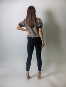 Sunday Edition Puff Sleeve Animal Print Knit Top in Tan Leopard