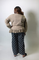 Easel Cow Patch Front Washed Cotton Tunic in Ecru