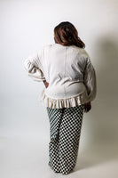 Easel Cow Patch Front Washed Cotton Tunic in Dusty Khaki