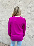 Jodifl Solid Color V Neckline Top in Magenta
