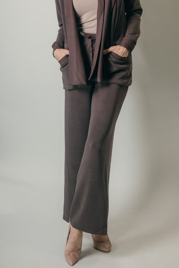 Skies are Blue Brushed Modal Elastic Waist Pants in Espresso