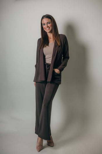 Skies are Blue Brushed Modal Elastic Waist Pants in Espresso