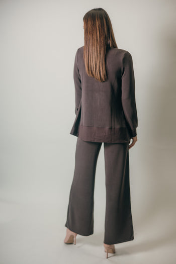 Skies are Blue Brushed Modal Open Cardigan in Espresso