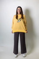 LovLov Luxe Sequin Mallard Duck Oversized Mock Neck Sweatshirt in Mustard