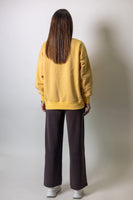 LovLov Luxe Sequin Mallard Duck Oversized Mock Neck Sweatshirt in Mustard