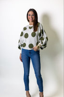 mello. OVERSIZED Polka Dot Knit Sweater in Off White