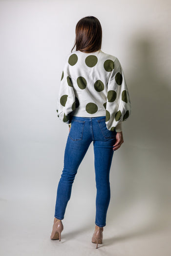 mello. OVERSIZED Polka Dot Knit Sweater in Off White