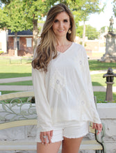 Load image into Gallery viewer, Marisima Solid Color Embroidery Lace Top in Ivory
