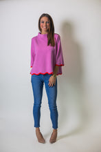 Load image into Gallery viewer, FATE Scallop Edge Detailed Mock Neck Sweater Top in Dusty Orchid Tomato
