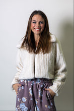 Load image into Gallery viewer, MABLE Faux Fur Collared Crop Jacket in Cream
