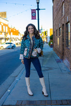 Load image into Gallery viewer, Mystree Mixed Media Quilted Jacket in Emerald Combo
