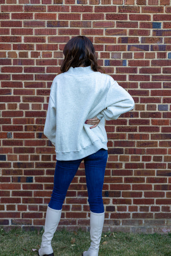 BucketList  'Merry' Plaid Applique Patch Mock-neck Sweatshirt in Red Plaid