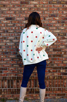 BucketList 'JOY' Applique Patch Mock-neck Polka-Dot Sweatshirt in Cream