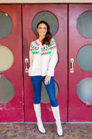 Easel Holiday Knit Sweater Cardigan in Ivory