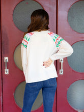 Load image into Gallery viewer, Easel Holiday Knit Sweater Cardigan in Ivory
