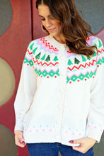 Load image into Gallery viewer, Easel Holiday Knit Sweater Cardigan in Ivory

