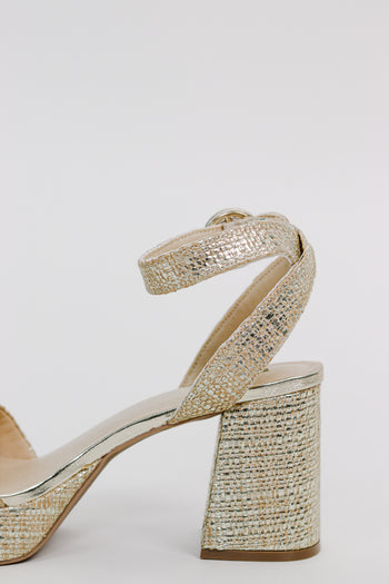 MIA 1976 "RENEE" Platform Heeled Sandal in Gold