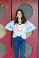 Le Lis OVERSIZED Christmas Market Sweater in Light Blue