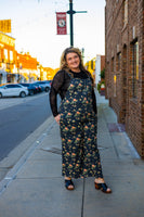 So Me Floral Print Wide Leg Jumpsuit in Black