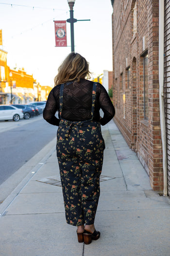 So Me Floral Print Wide Leg Jumpsuit in Black