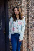 Load image into Gallery viewer, POL Floral Rhinestone Button Knit Cardigan in Cream Multi
