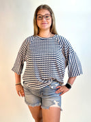 BiBi Textured Striped Top in Royal