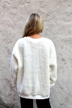 Load image into Gallery viewer, BiBi Christmas Sherpa Pullover with MERRY &amp; BRIGHT Patches in Ivory
